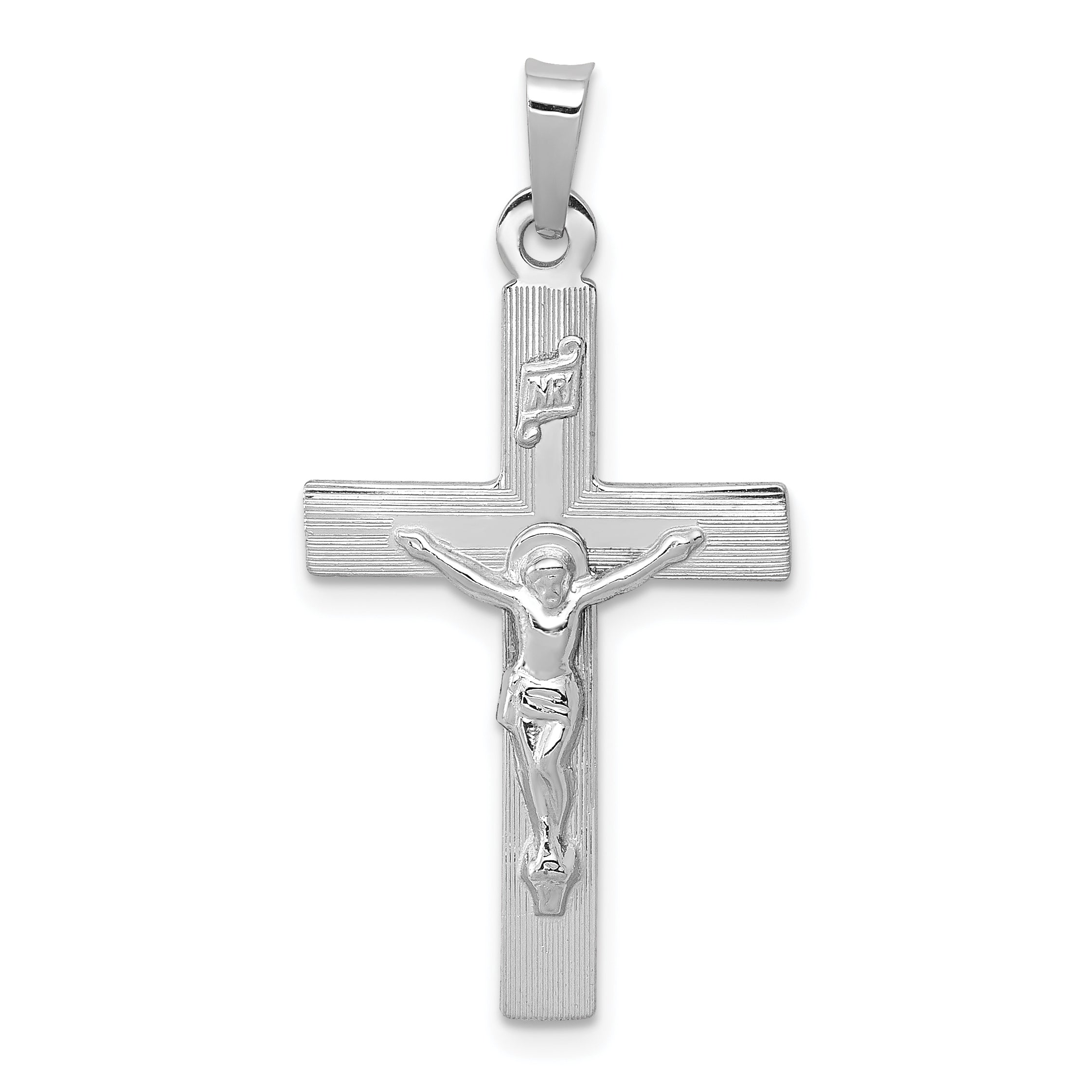 14k White Gold INRI Crucifix Charm