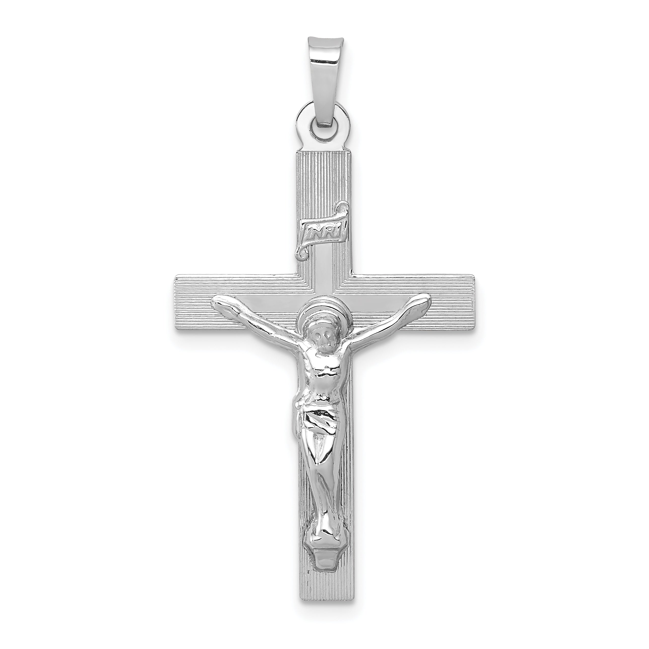 14k White Gold INRI Crucifix Charm Main image
