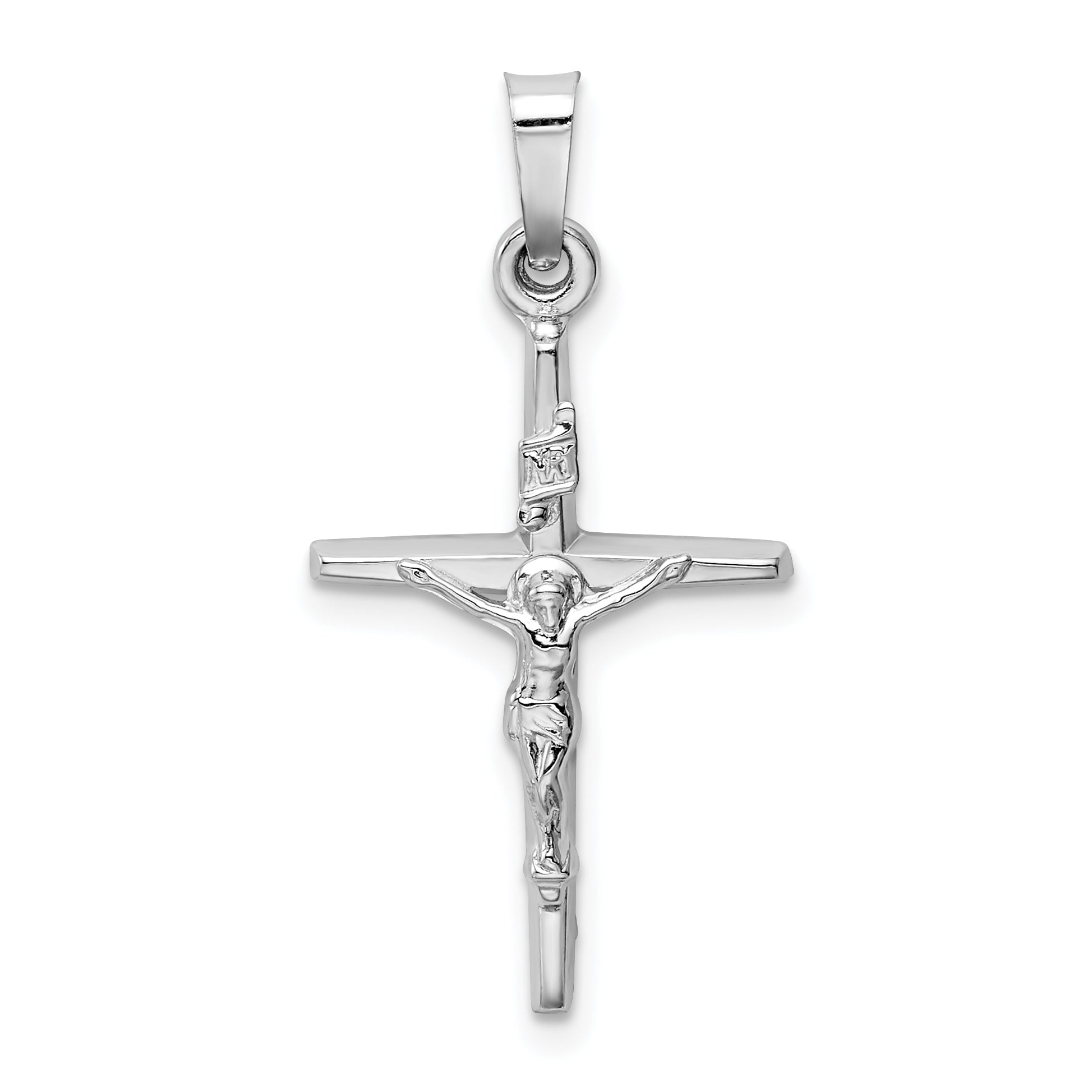 14k White Gold INRI Crucifix Charm Main image