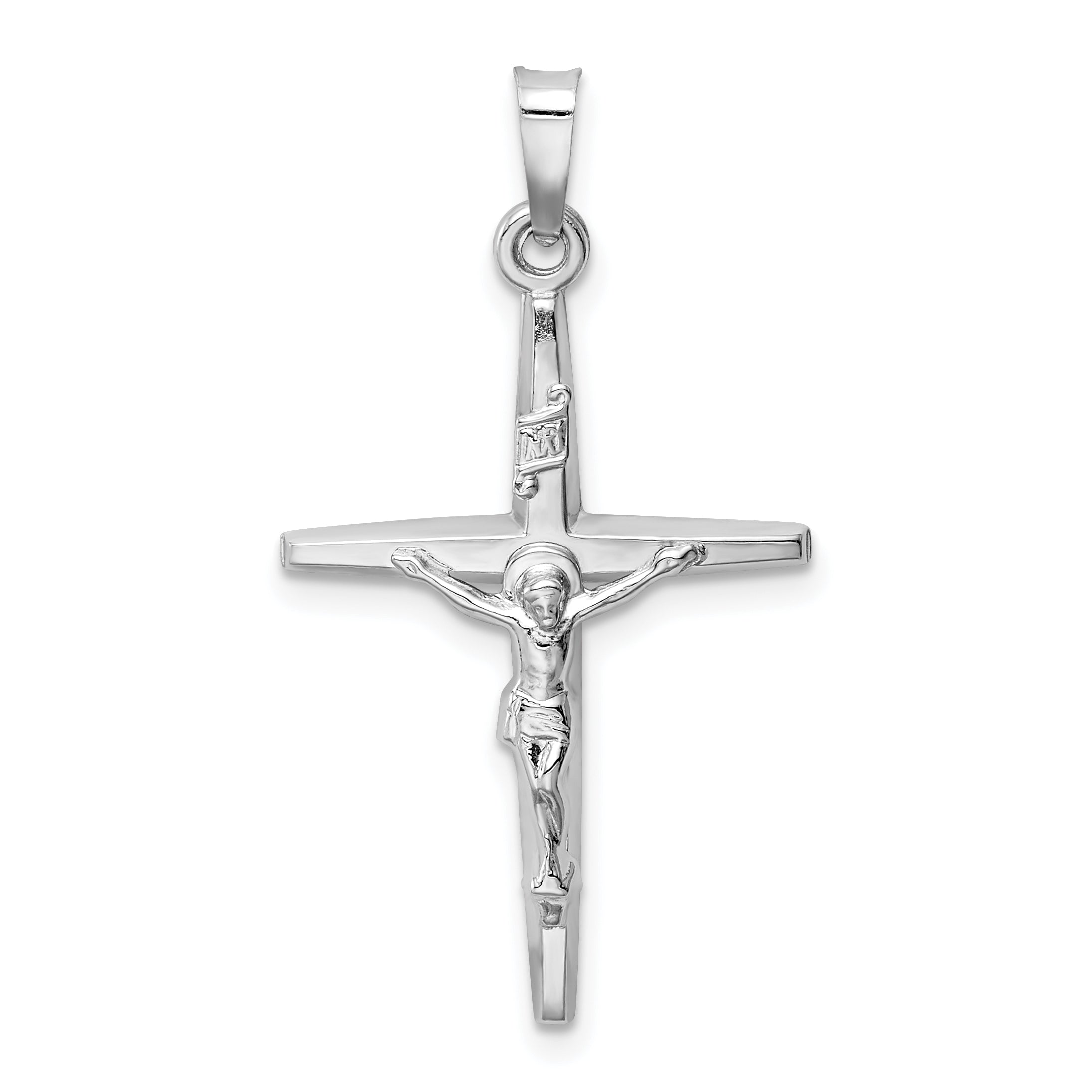 14k White Gold INRI Crucifix Charm Main image