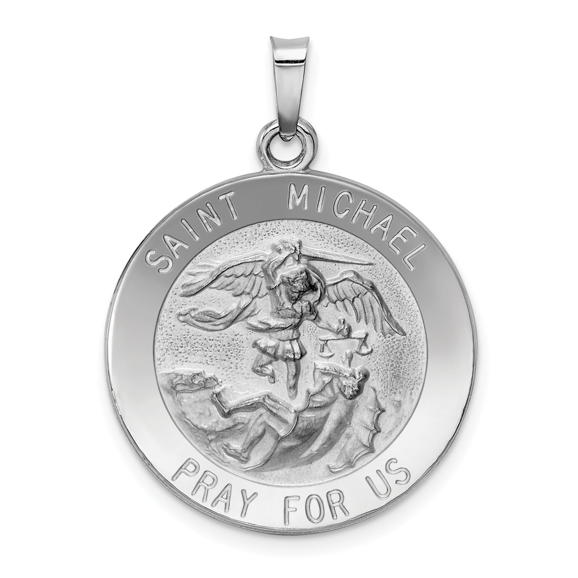 14k White Gold Saint Michael Medal Pendant Main image