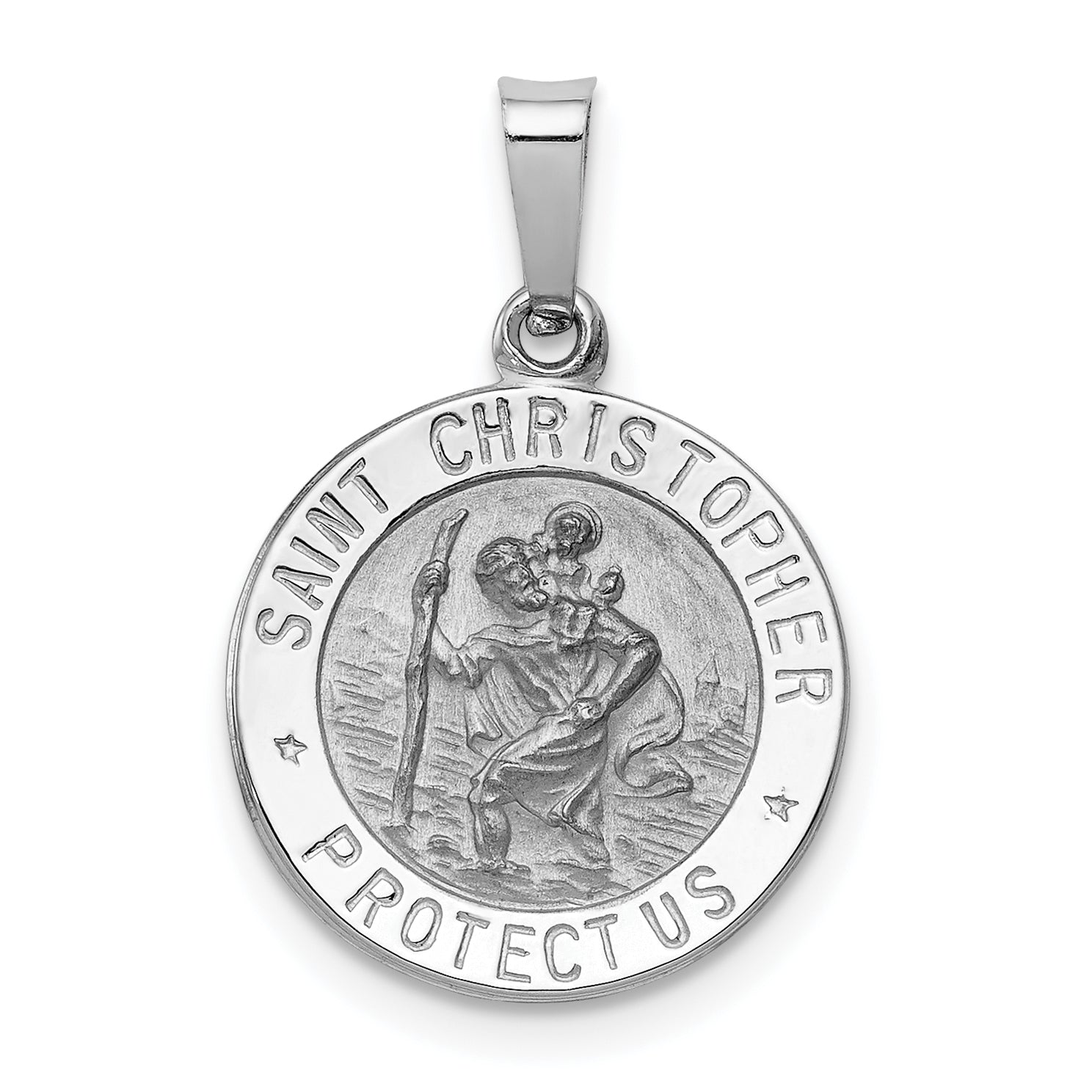 14k White Gold Saint Christopher Medal Charm Main image