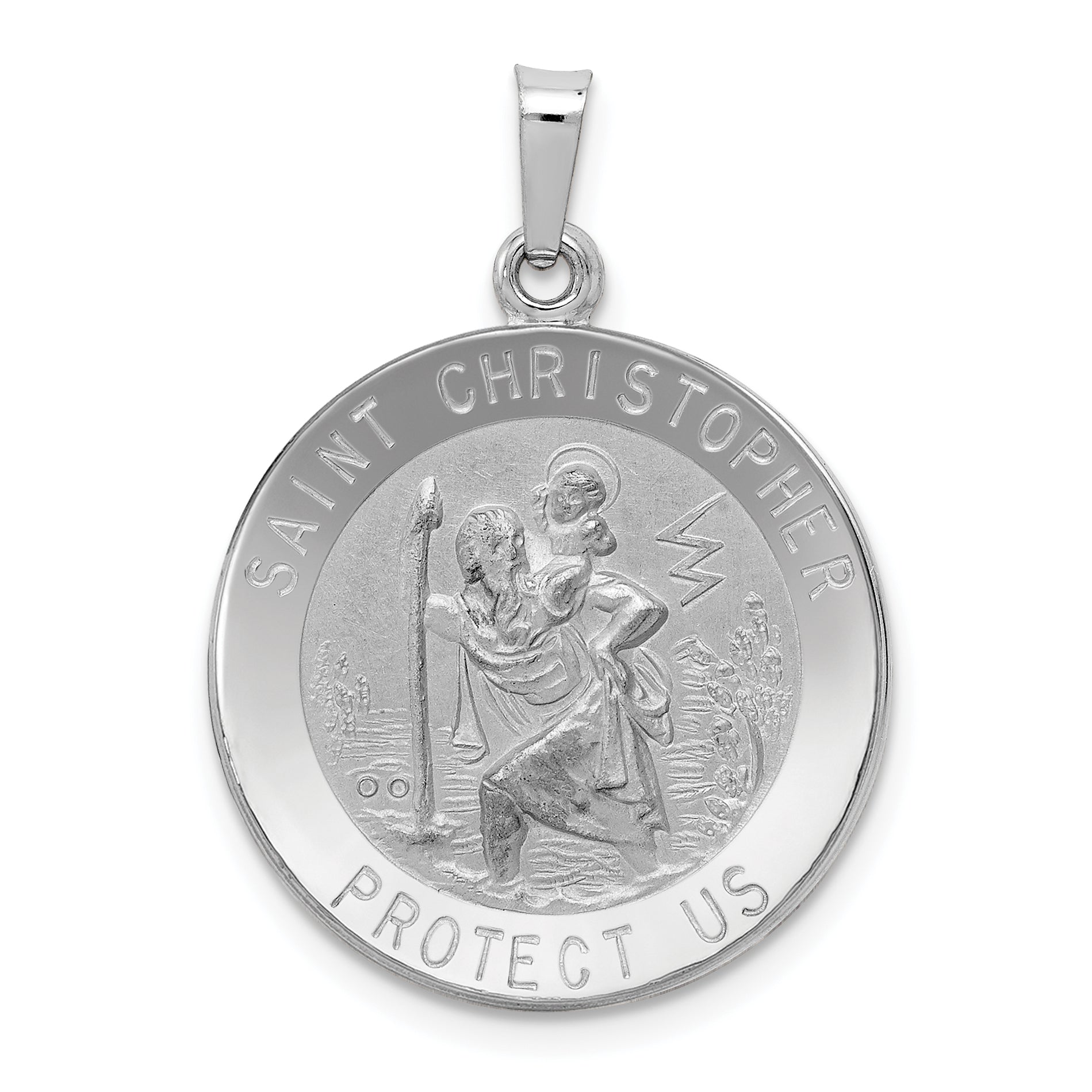 14k White Gold Saint Christopher Medal Pendant Main image