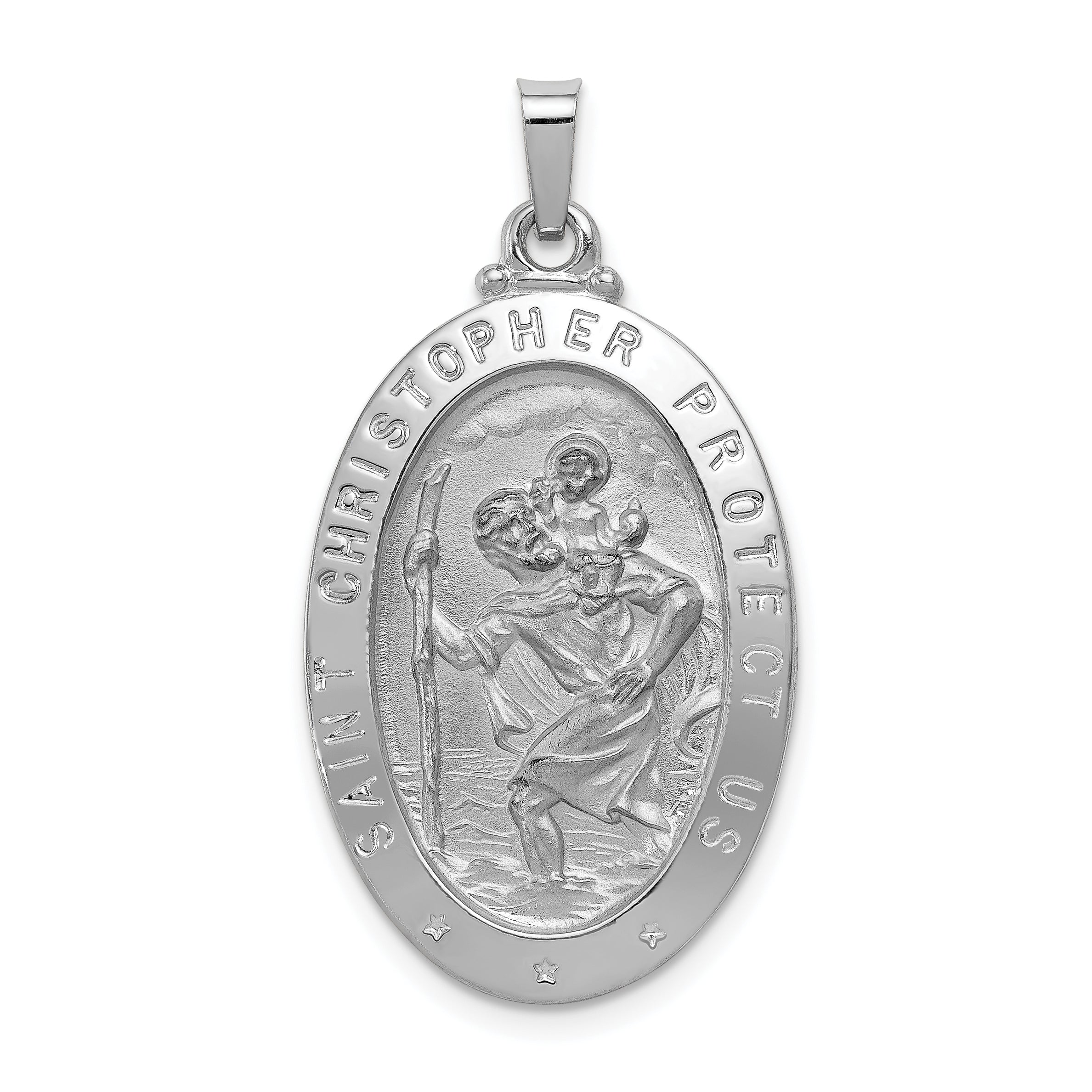 14k White Gold Saint Christopher Medal Pendant Main image