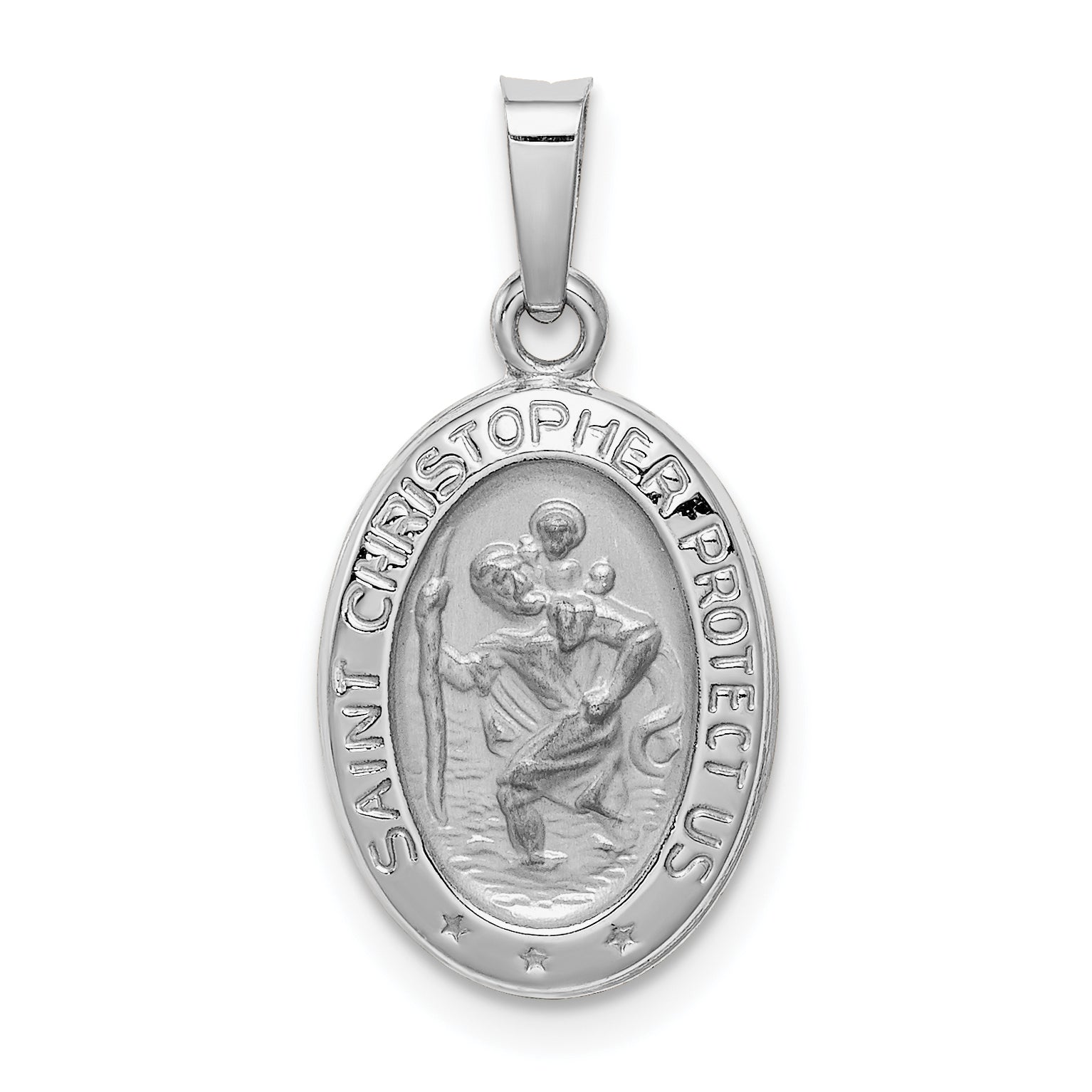 14k White Gold Saint Christopher Medal Charm Main image