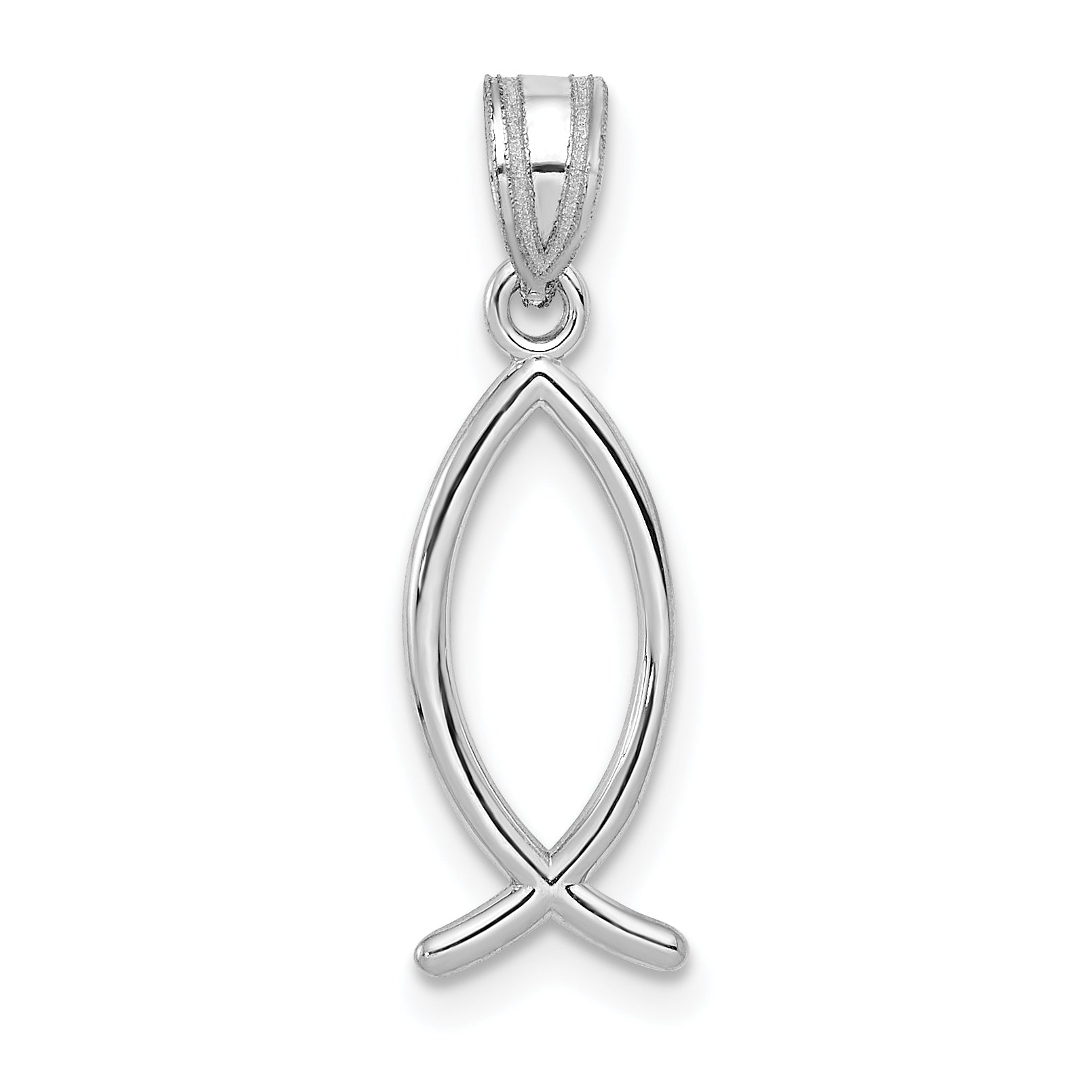 14k White Gold Ichthus Fish Pendant Main image
