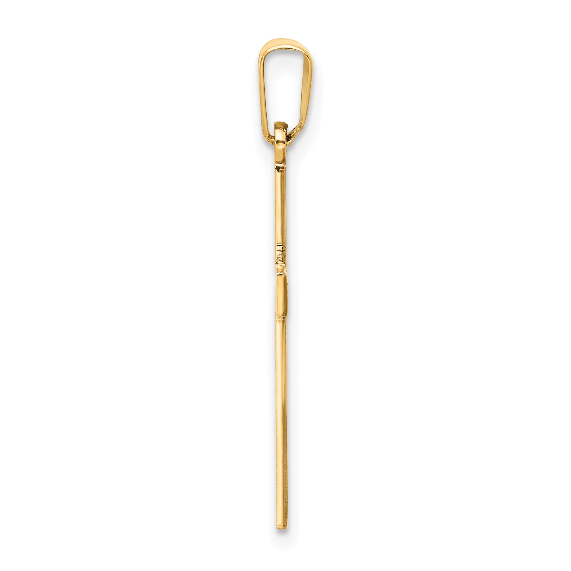 14K Polished Laser Etched Cross Charm