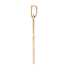 14K Polished Laser Etched Cross Charm