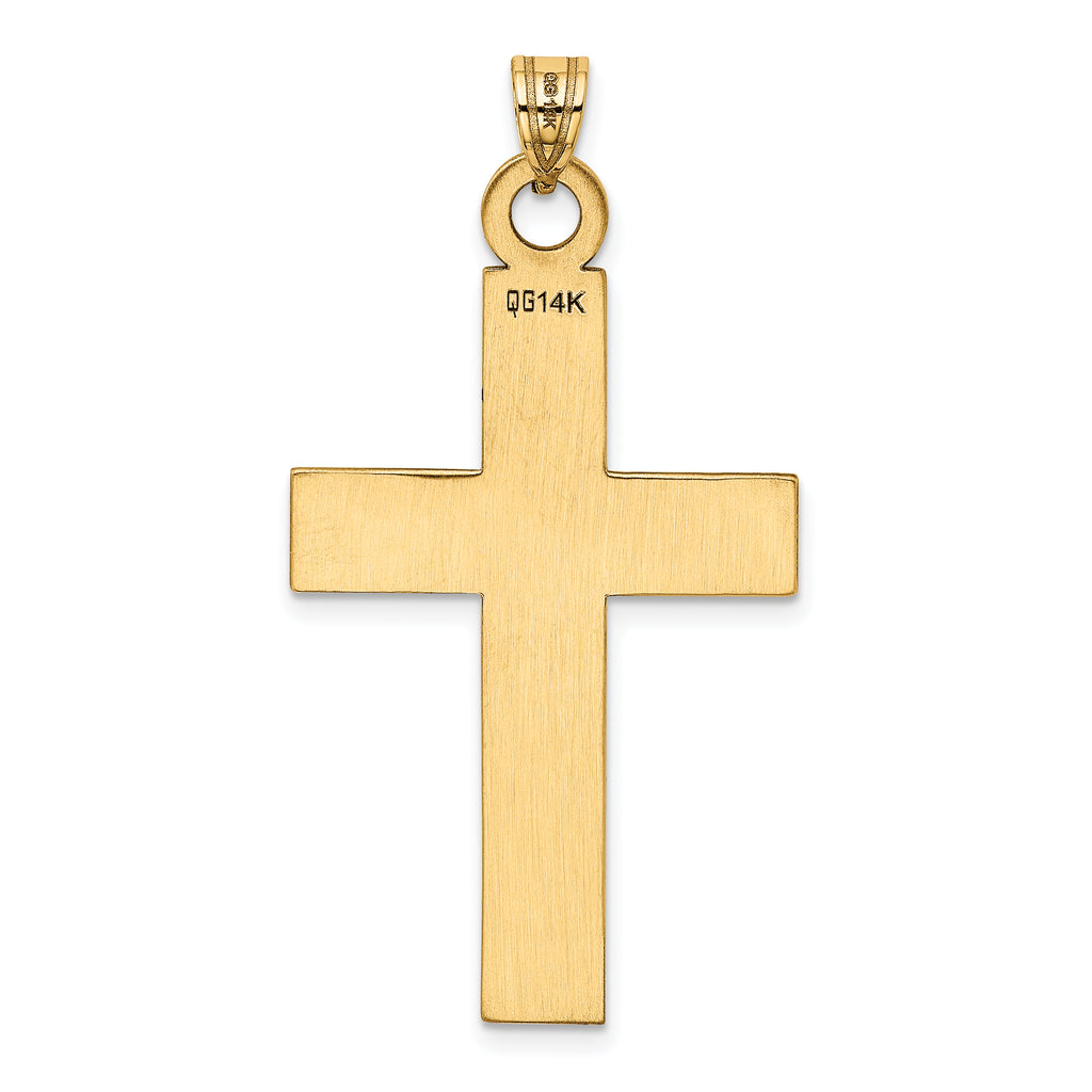 14K Polished Laser Etched Cross Charm