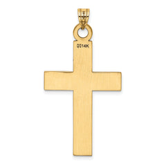 14K Polished Laser Etched Cross Charm