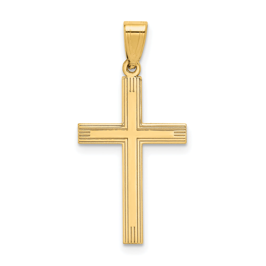 14k Polished Laser Etched Cross Charm