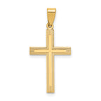 14k Polished Laser Etched Cross Charm