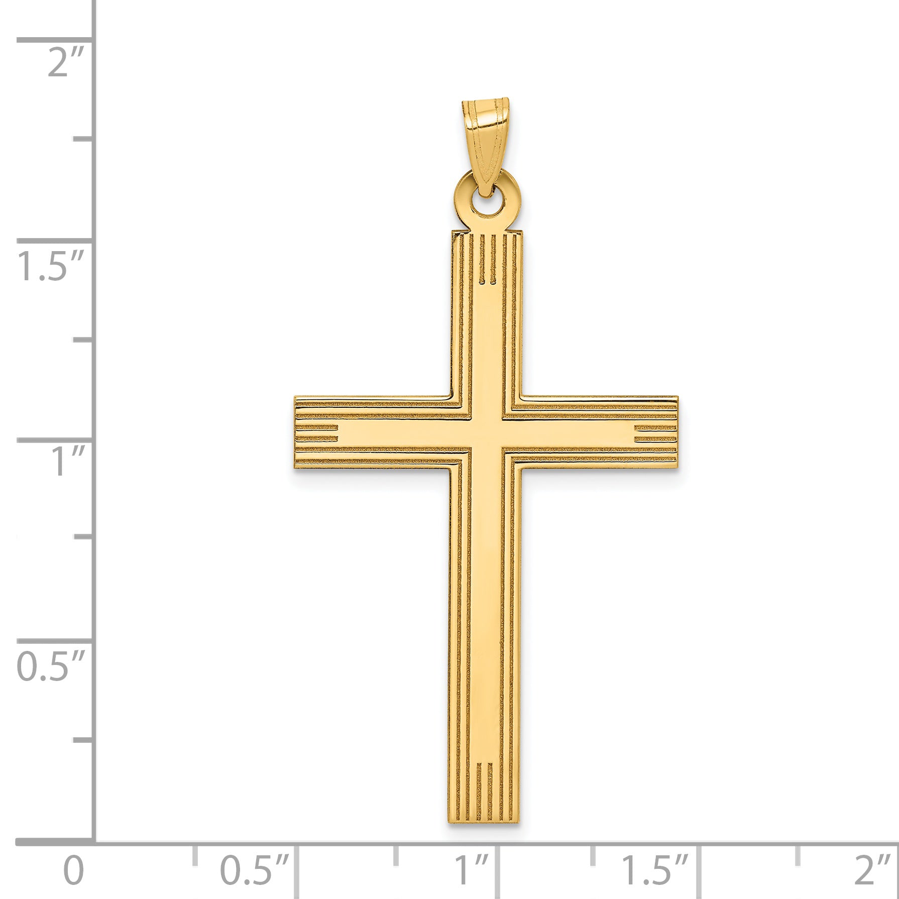 14K Laser Etched Cross Charm