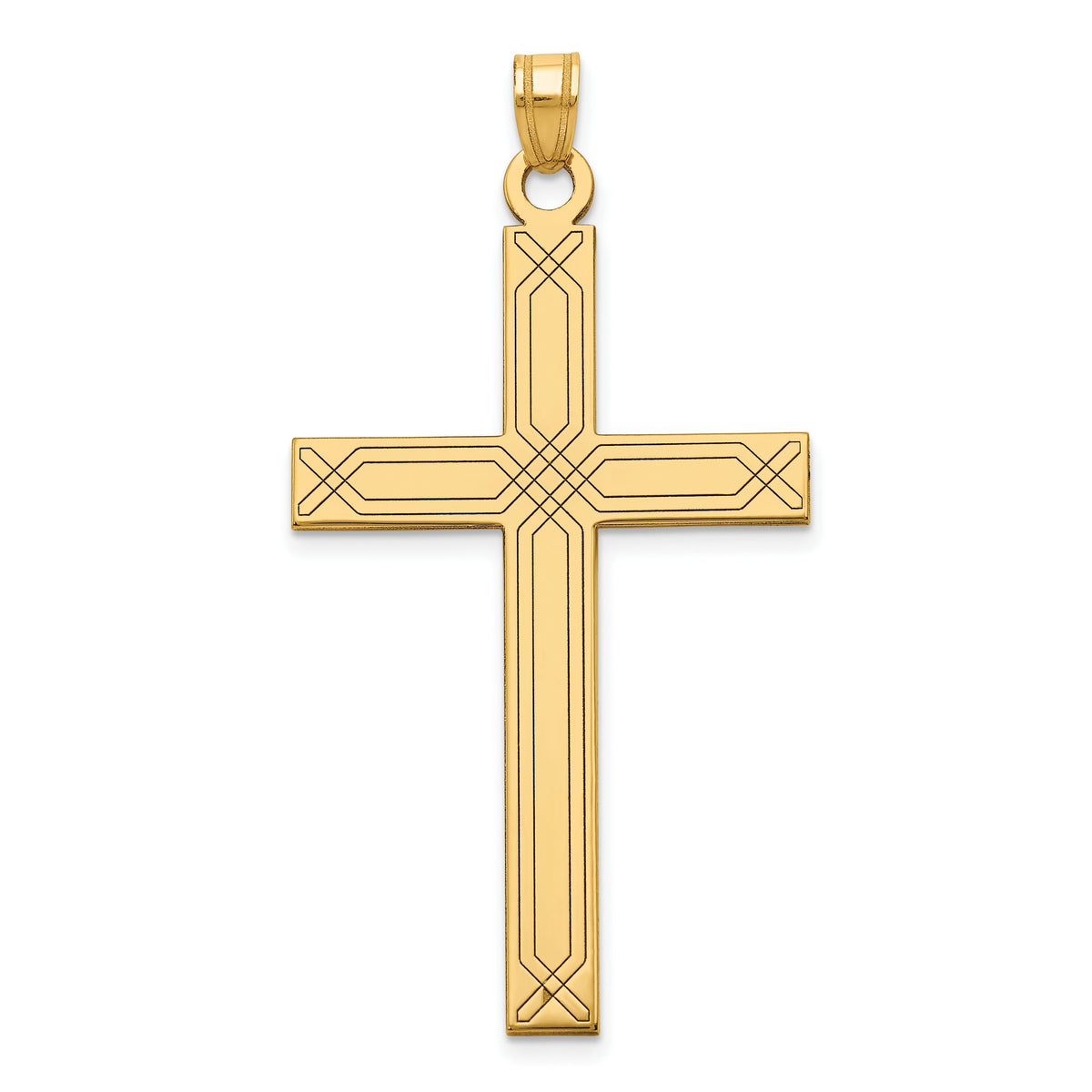 Cross Pendant in 14K Yellow Gold, 50mm Textured - Sophia Jewelers Main image