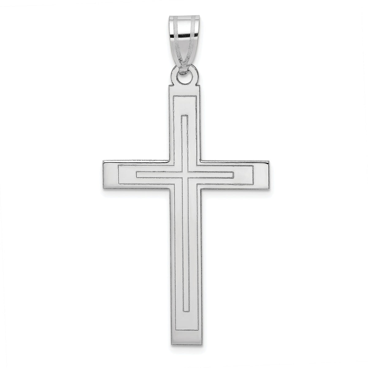 Cross Pendant in 14K White Gold, 50mm Textured - Sophia Jewelers Main image