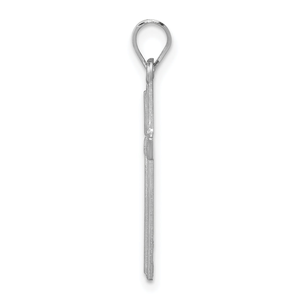 14K White Gold Hollow Cross Pendant
