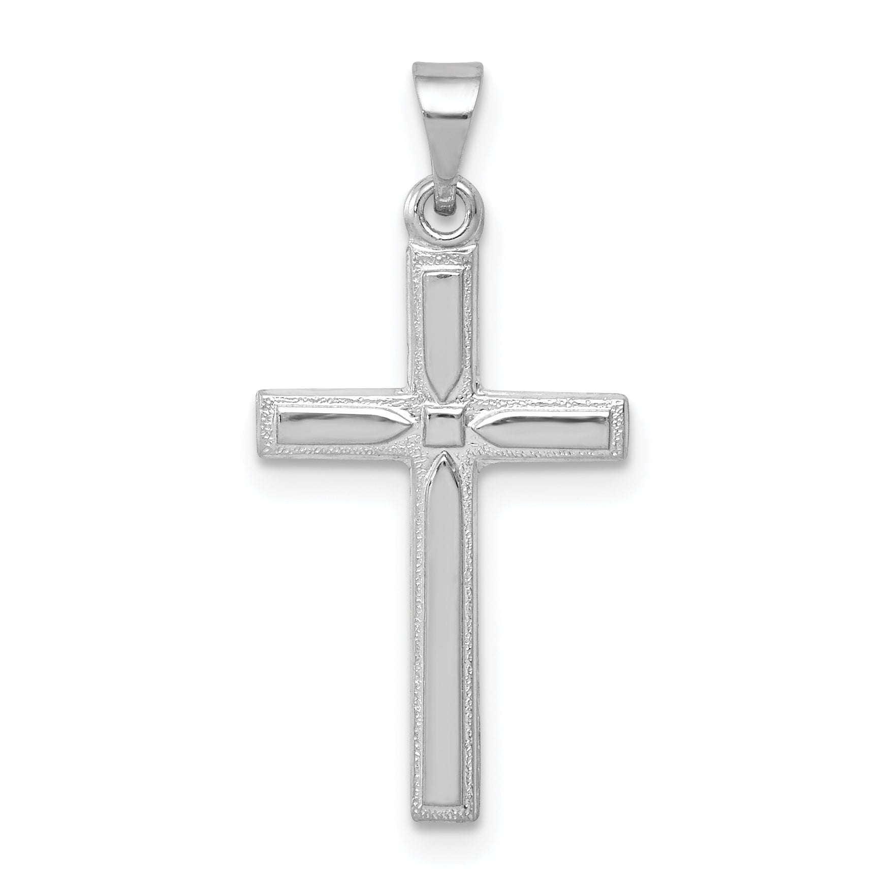 14k White Gold Hollow Cross Pendant Main image