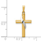 14K Two-Tone Hollow Cross With Drape Charm