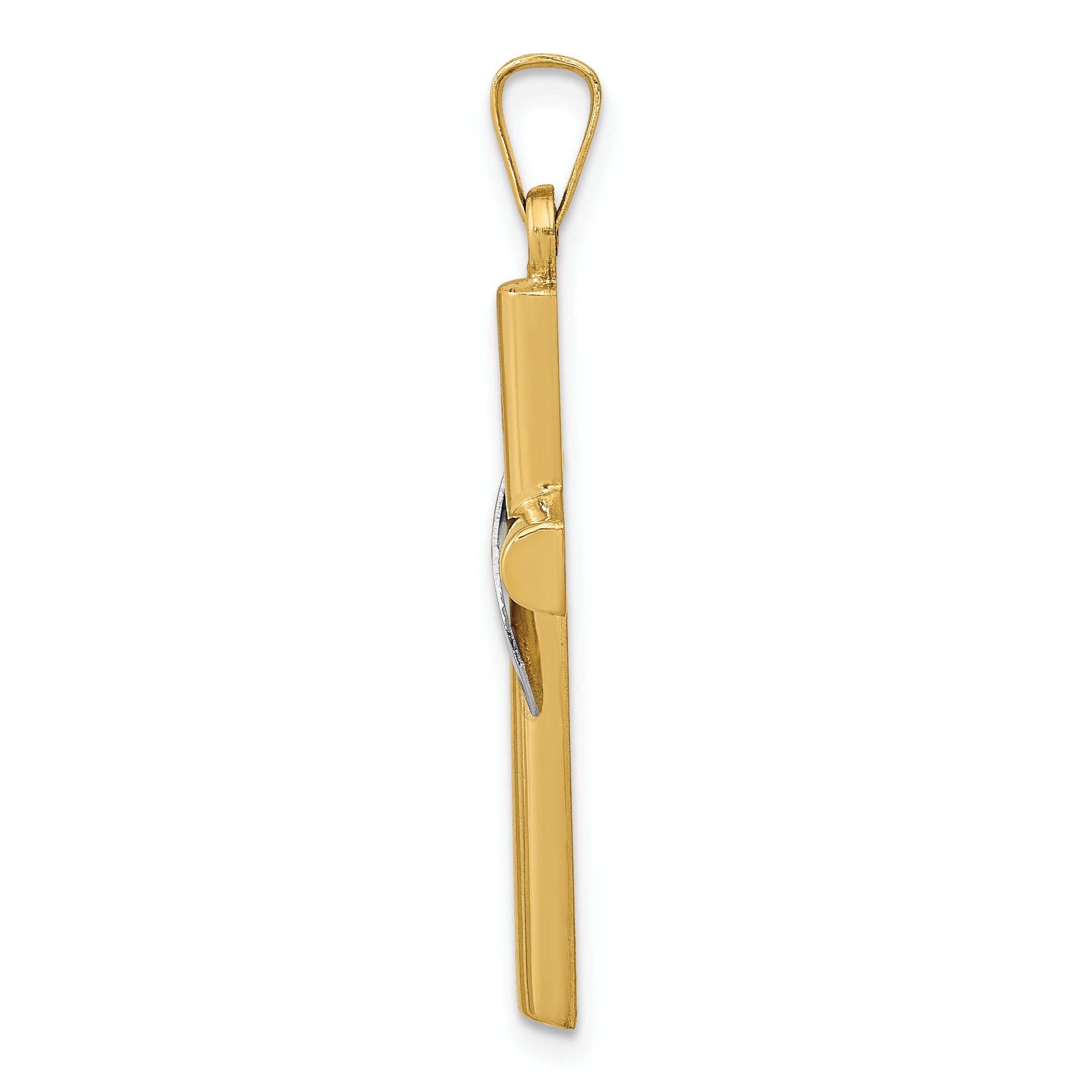 14K Two-Tone Hollow Cross With Drape Charm Secondary image