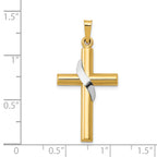 14K Two-Tone Hollow Cross With Drape Charm