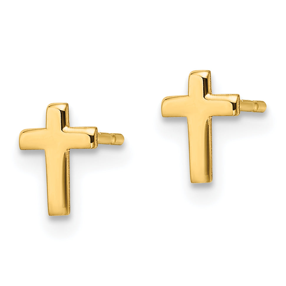 14k Polished Cross Post Earrings Secondary image
