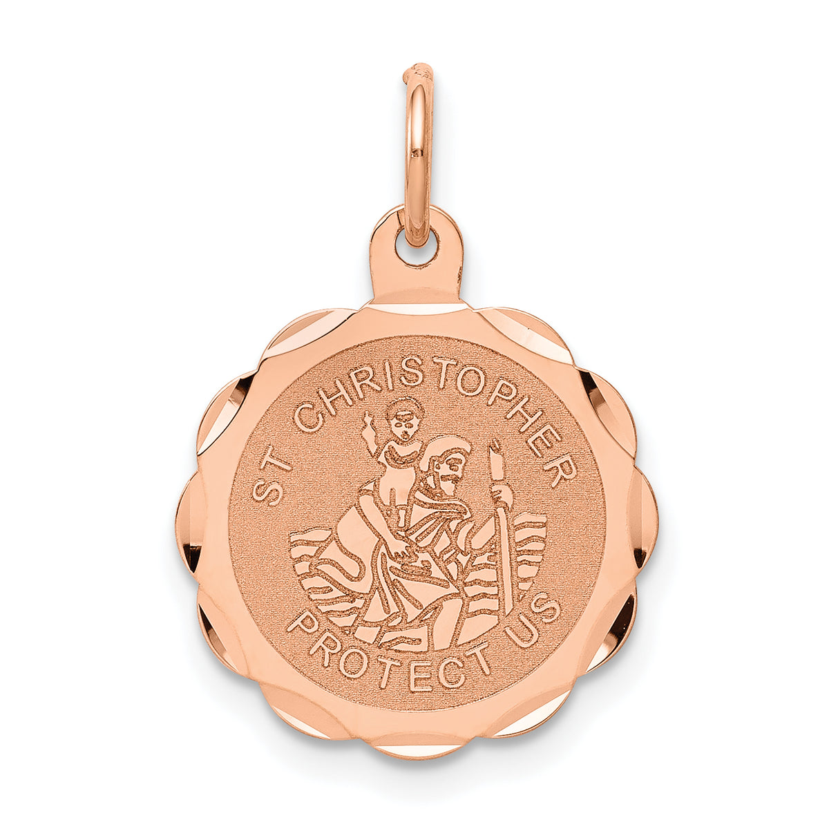 14k Rose Gold Saint Christopher Medal Charm