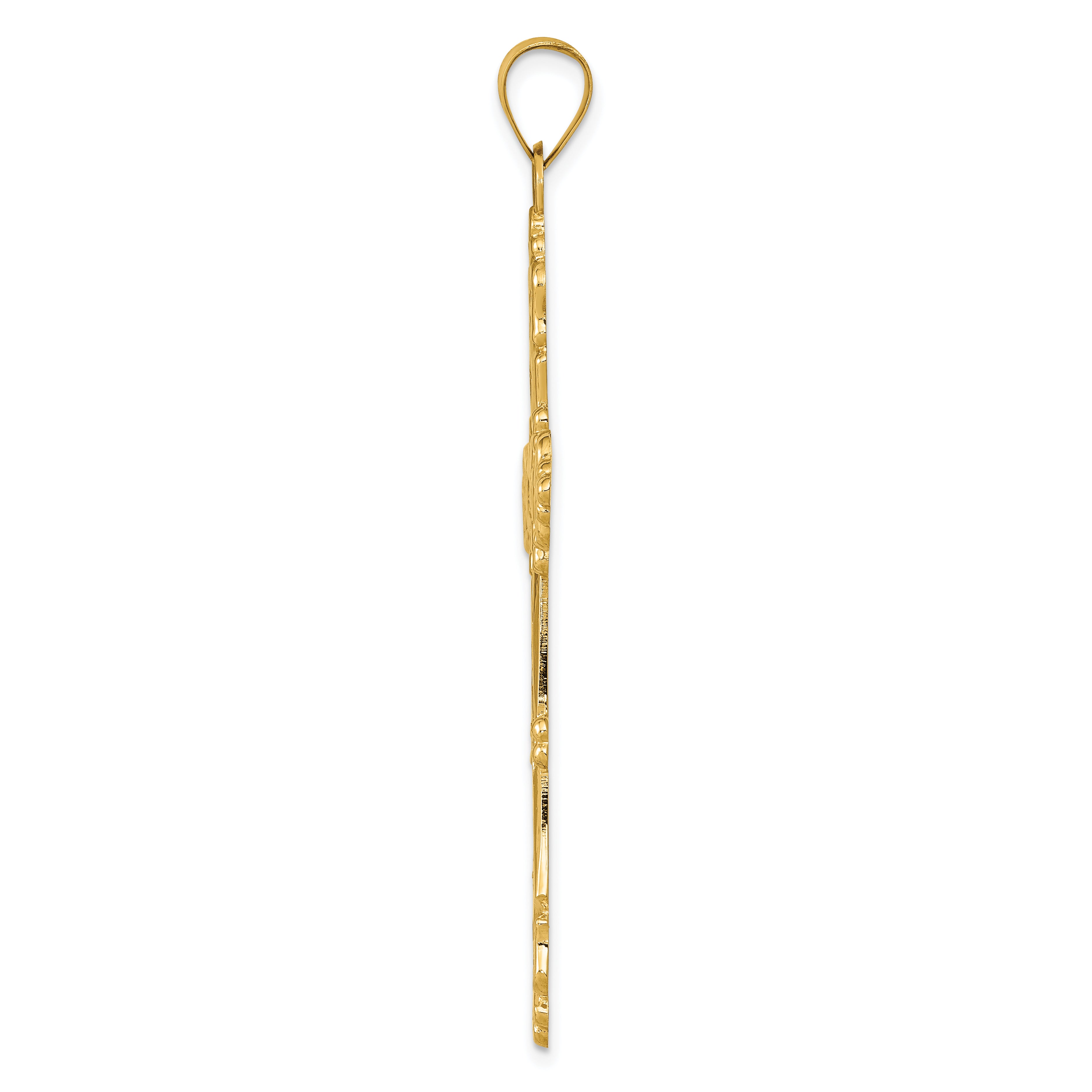 14K Polished Fleur de Lis Cross Pendant Secondary image