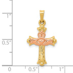 14K Two-tone Claddagh Cross Pendant
