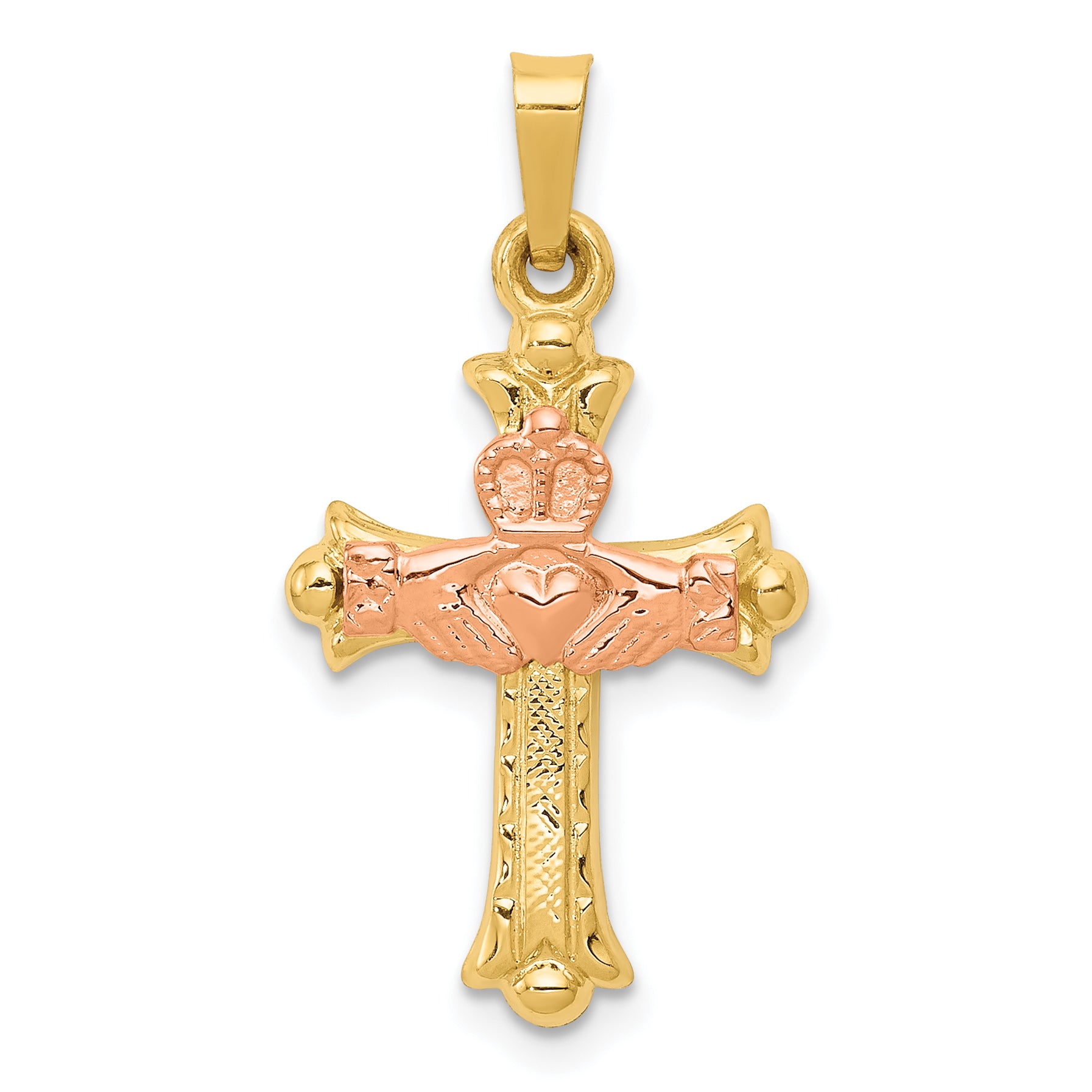 14k Two-tone Claddagh Cross Pendant Main image