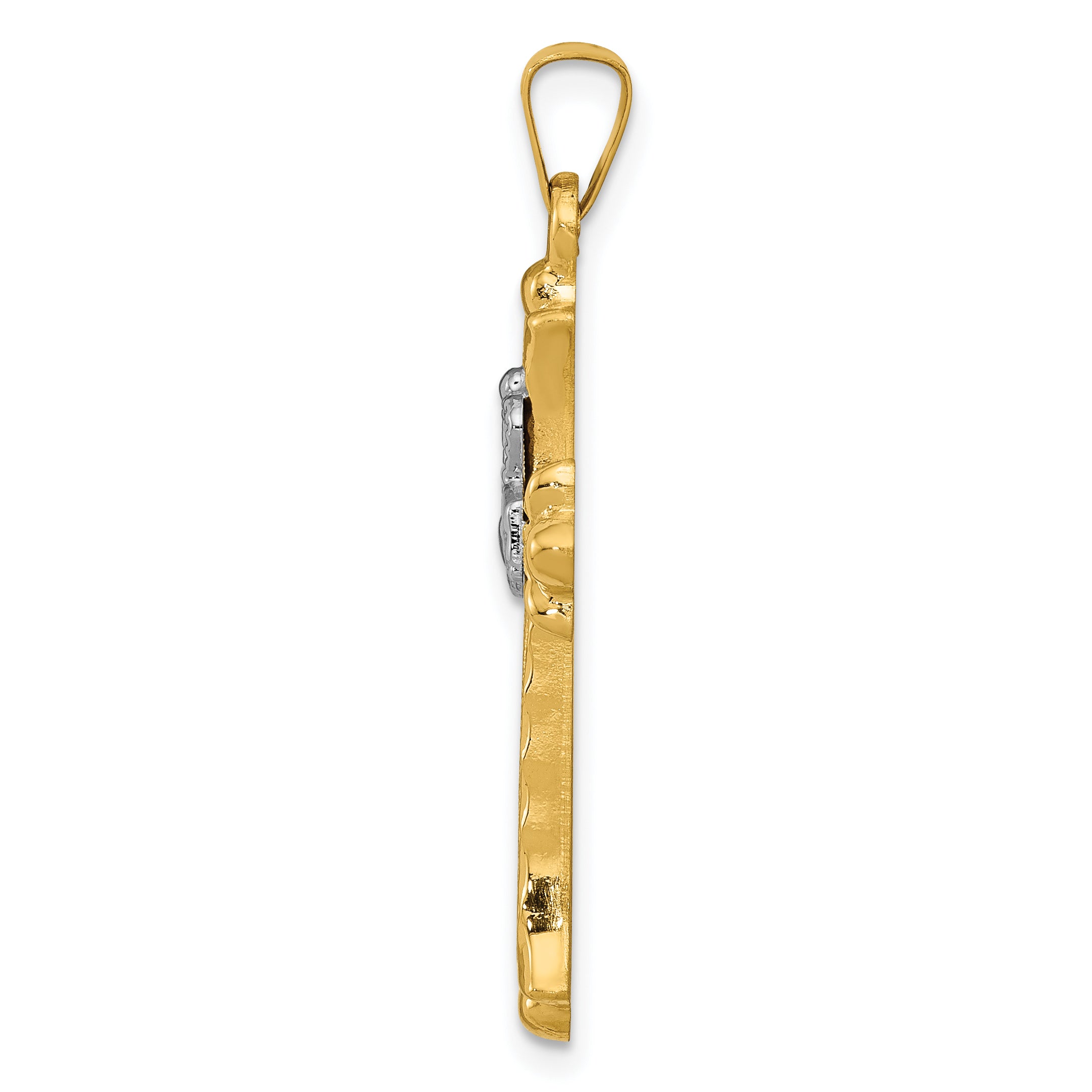 14K Two-tone Claddagh Cross Pendant Secondary image