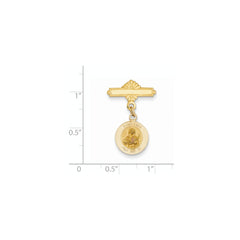 14K Gold Unisex Saint Lucy Medal Pin Solid & Elegant