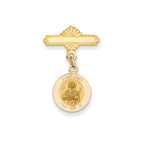 14K Gold Unisex Saint Lucy Medal Pin Solid & Elegant