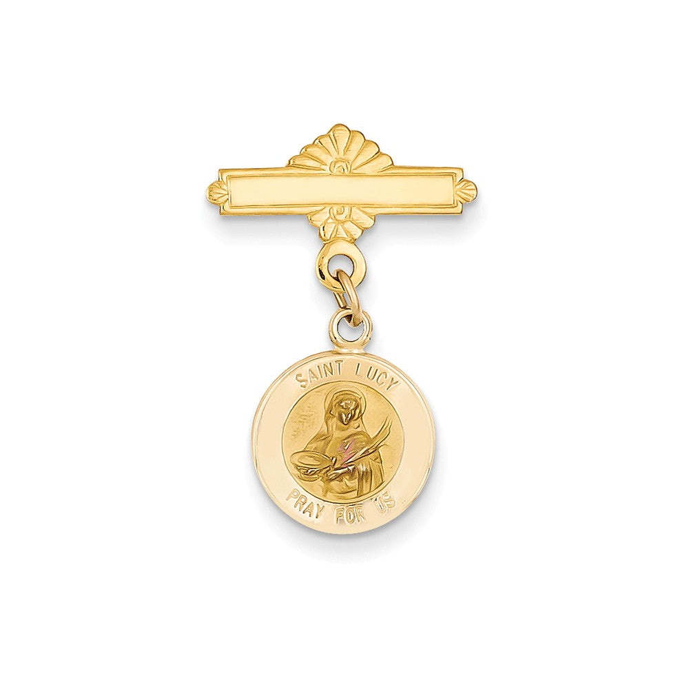 14K Saint Lucy Medal Pin