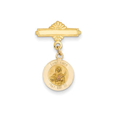 14K Gold Unisex Saint Lucy Medal Pin Solid & Elegant