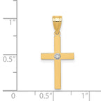 14k Polished .01ct. Diamond Cross Pendant