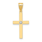 14k Polished .01ct. Diamond Cross Pendant
