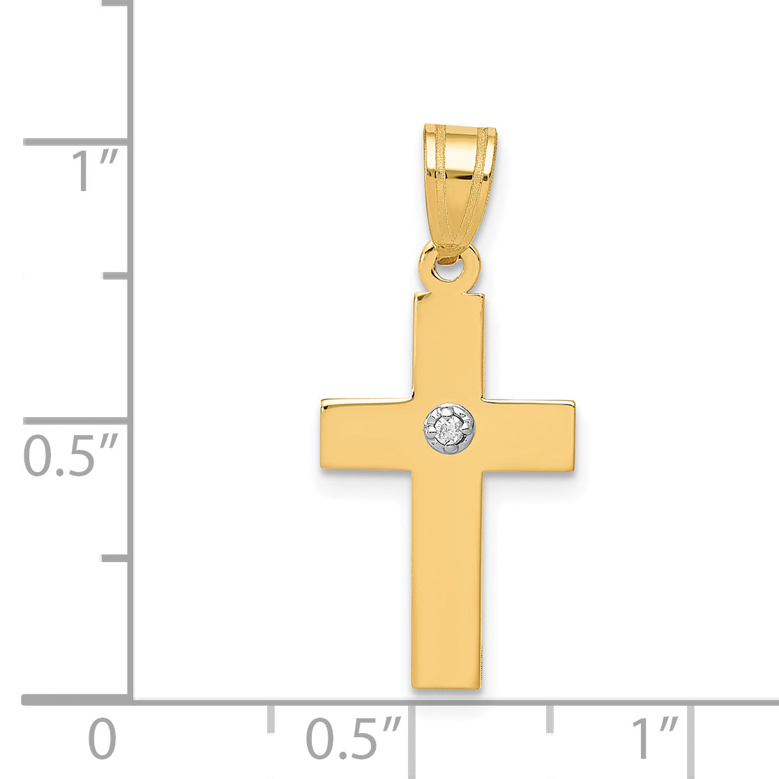 14K Polished .01ct. Diamond Cross Pendant