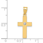 14K Polished .01ct. Diamond Cross Pendant