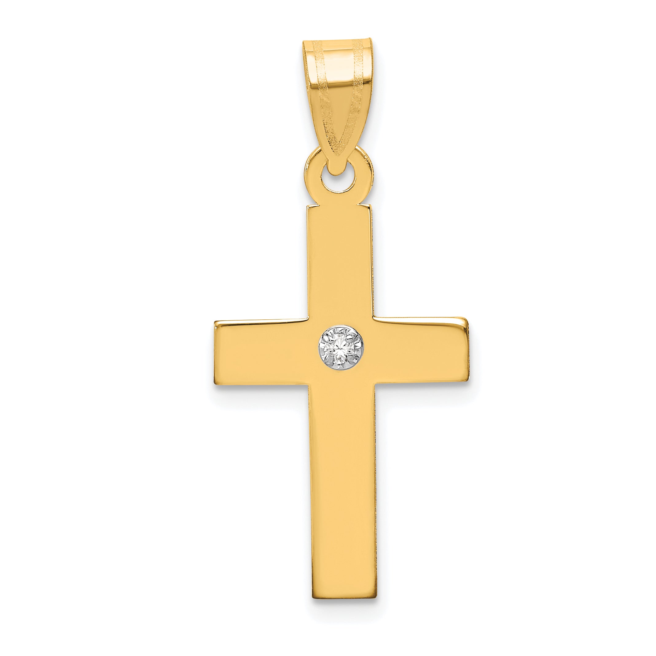 14k Polished .02ct. Diamond Cross Pendant Main image