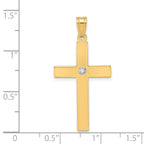 14K Polished .02ct. Diamond Cross Pendant