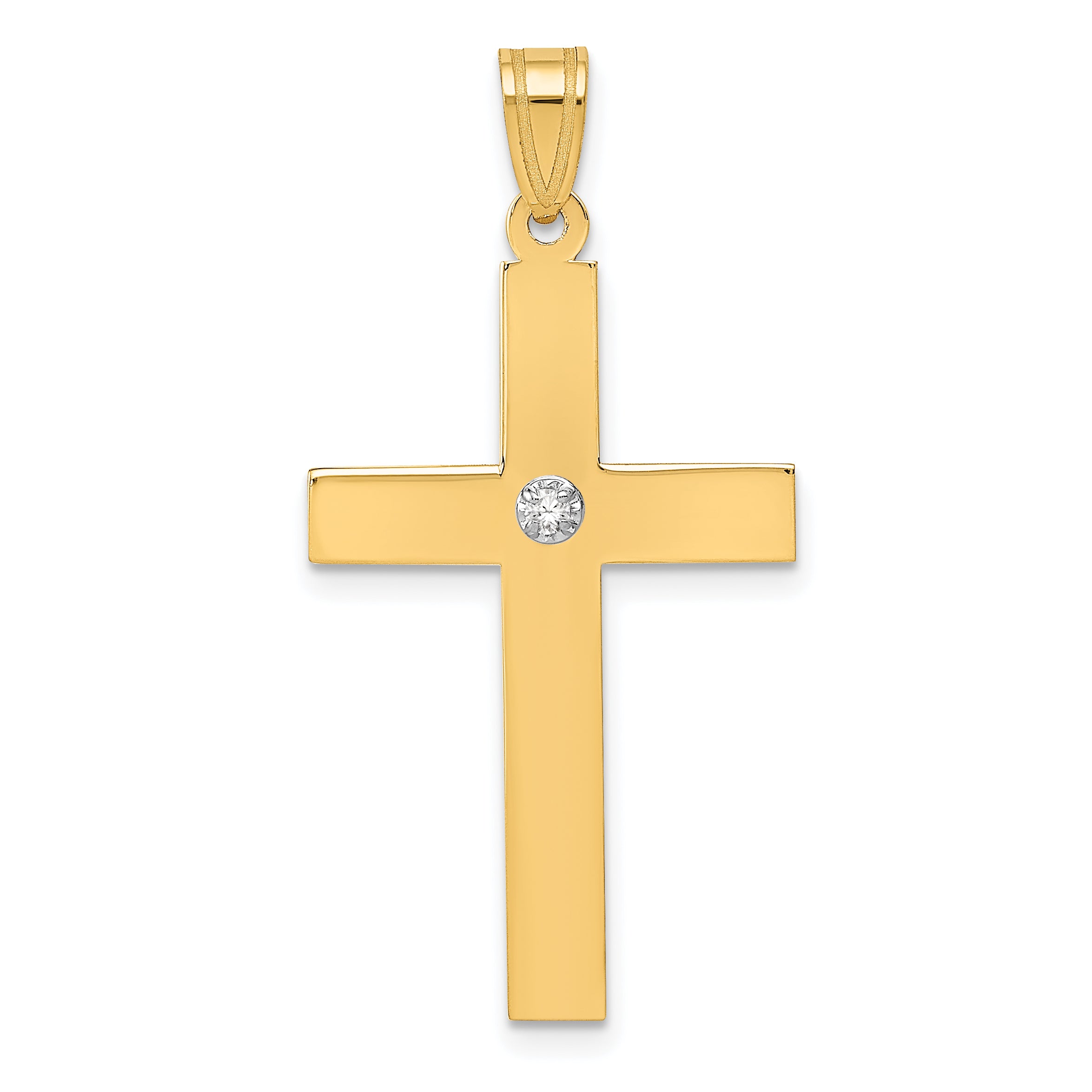 14k Polished .02ct. Diamond Cross Pendant Main image
