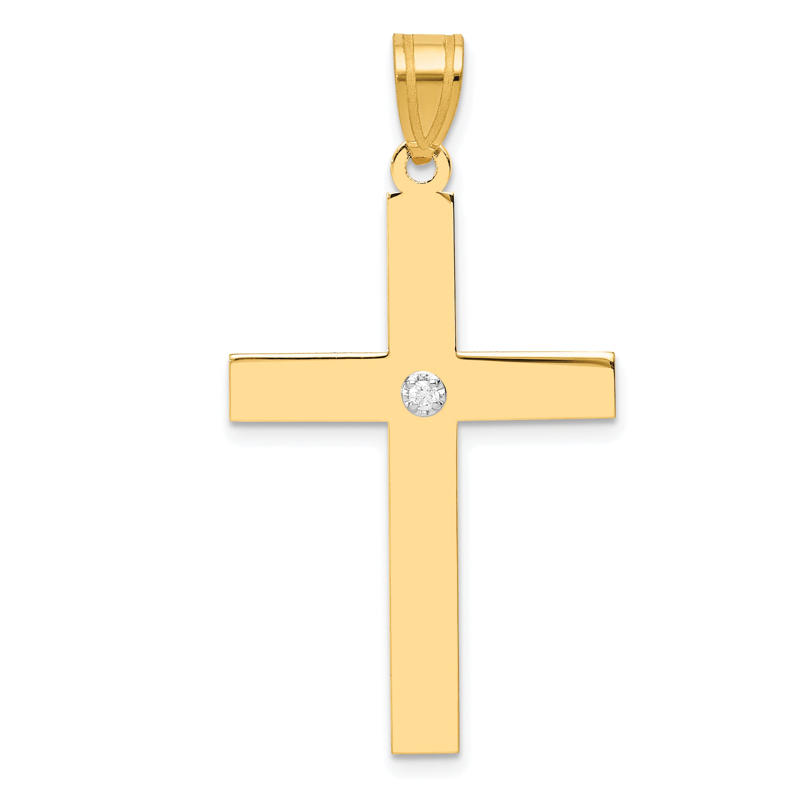 14k Polished .02ct. Diamond Cross Pendant Main image