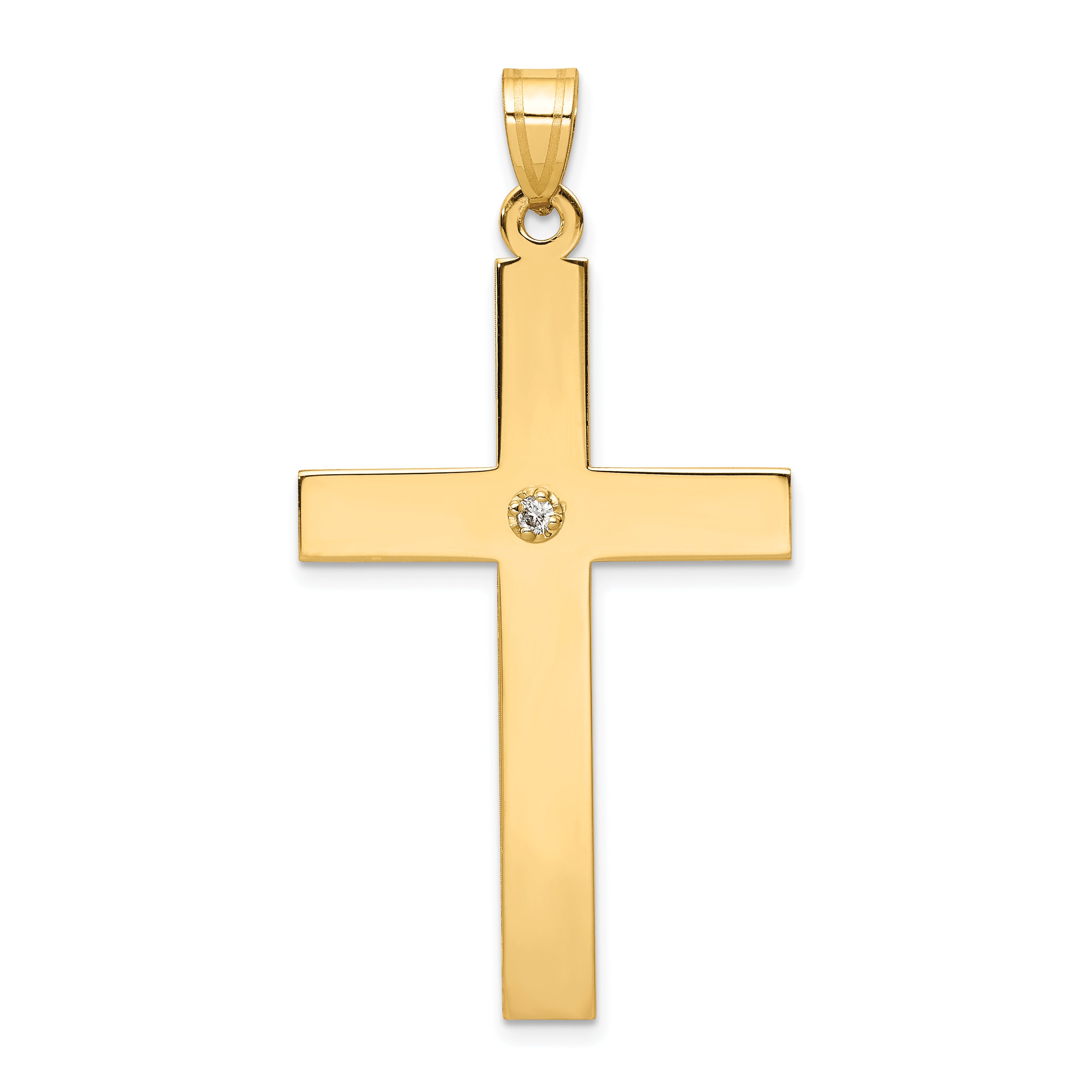14k Polished .03ct. Diamond Cross Pendant Main image