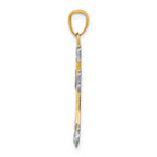 14K and Rhodium Diamond Cut  Cross Pendant