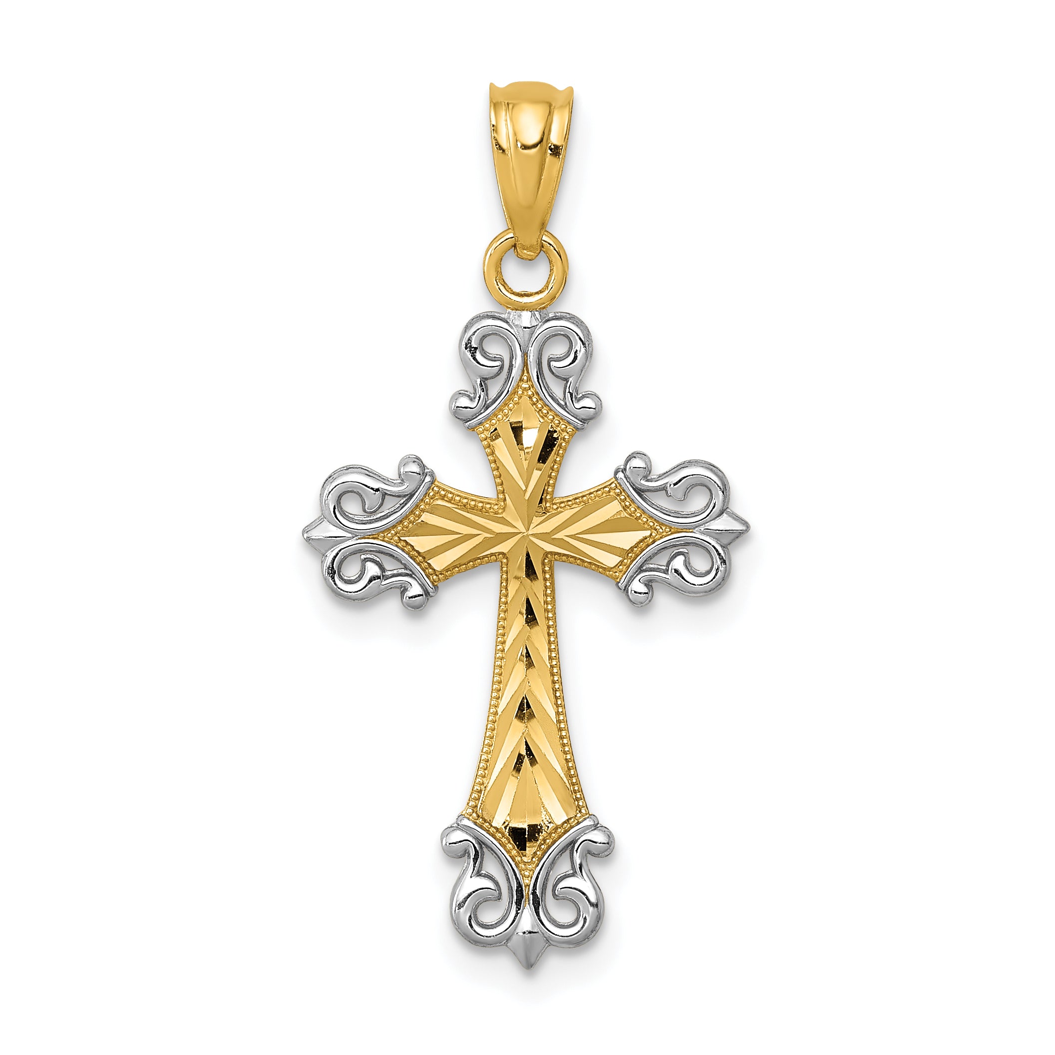 14k and Rhodium D/C Cross Pendant Main image