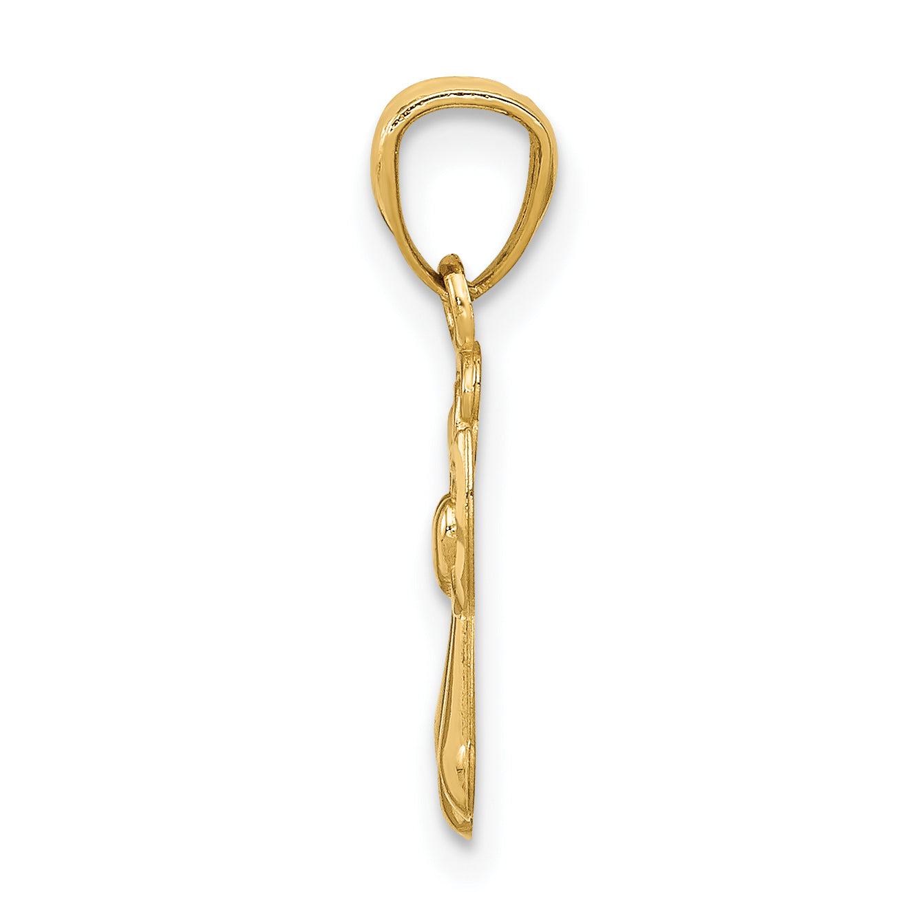 Angel with Heart Pendant in 14K Yellow Gold