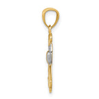 14K With Rhodium Filigree Angel Pendant
