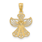 14K With Rhodium Filigree Angel Pendant