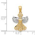 14K With Rhodium Filigree Angel Pendant