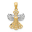 14K w/Rhodium Filigree Angel Pendant